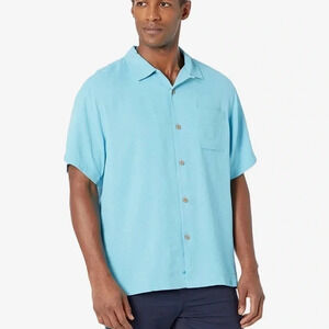 Men’s TOMMY‎ BAHAMA SHORT SLEEVE BUTTON UP SHIRT COLOR AQUA SIZE SMALL